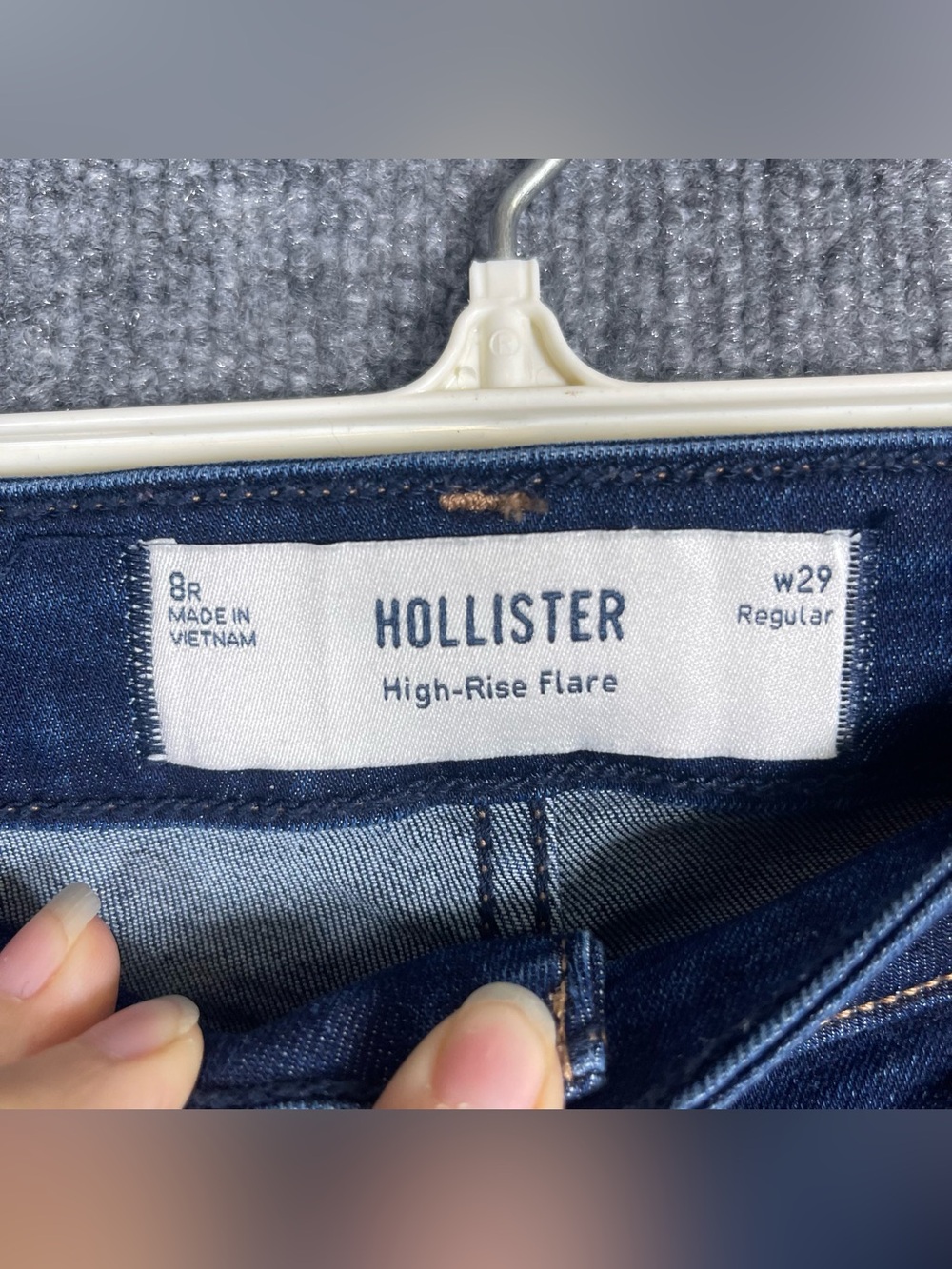 Hollister Womens 8R W29 High Rise Flare Dark Wash Distressed Jeans Stretch Y2K - Picture 7 of 9